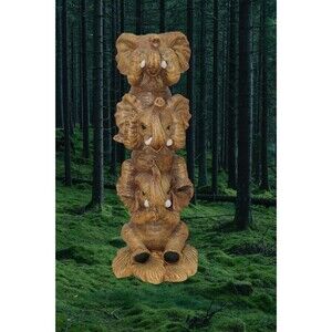 Design Toscano Hear No See No Speak No Evil Stacked Lucky Elephant Figurine